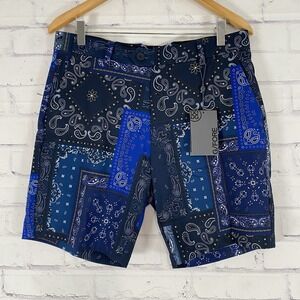 G/Fore Shorts Men's Size 32 Stretch Shorts Blue Bandana Paisley 8" Inseam NWT